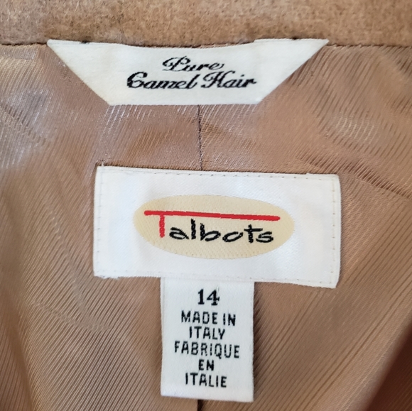 Talbots Womens Pure Camel Hair Blazer 14 FLAWS Tan Vintage 2 Button Long - Picture 9 of 14